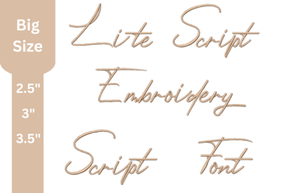 Lite Script Embroidery Font for Boutique Apparel